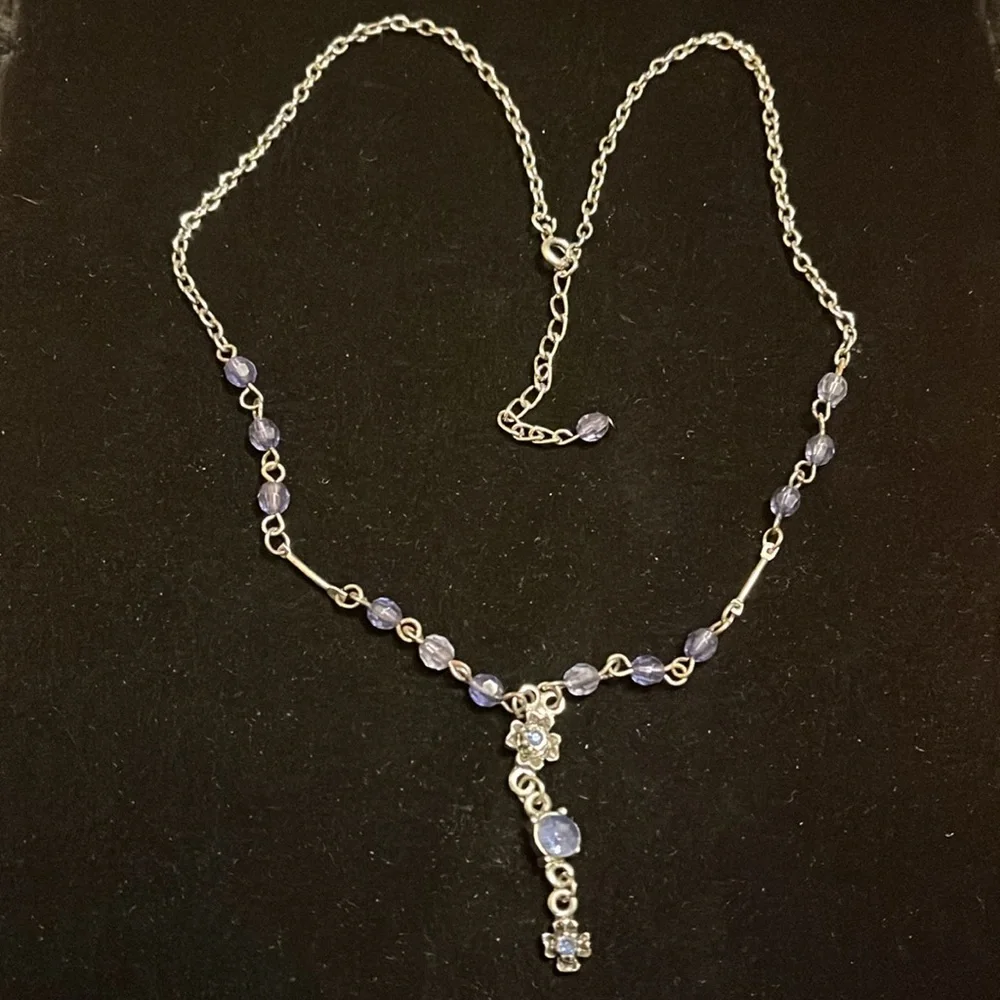 Blue and Silver Beaded Necklace